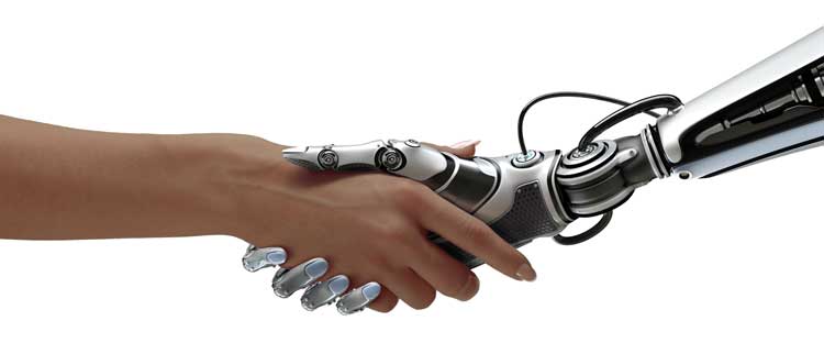 hand reaching out to Robot Hand